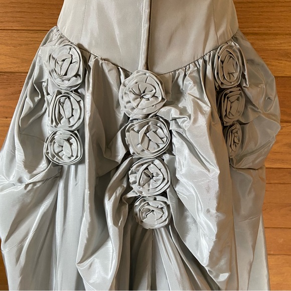 Mori Lee vintage 90s y2k silver ball gown quinceañera floral dress - Picture 5 of 8